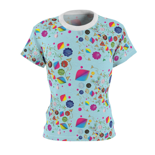 Women's Cut & Sew Tee (AOP) Kukloso Abstractical No 24 Aqua - Free Shipping