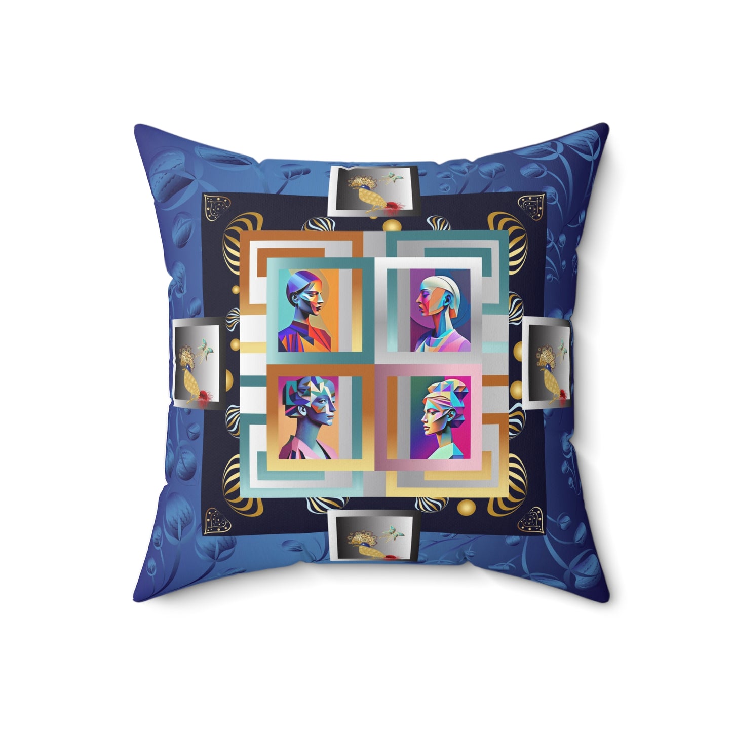 Spun Polyester Square Pillow Kukloso 'Four Ladies' Large & Small Pattern - Free Shipping