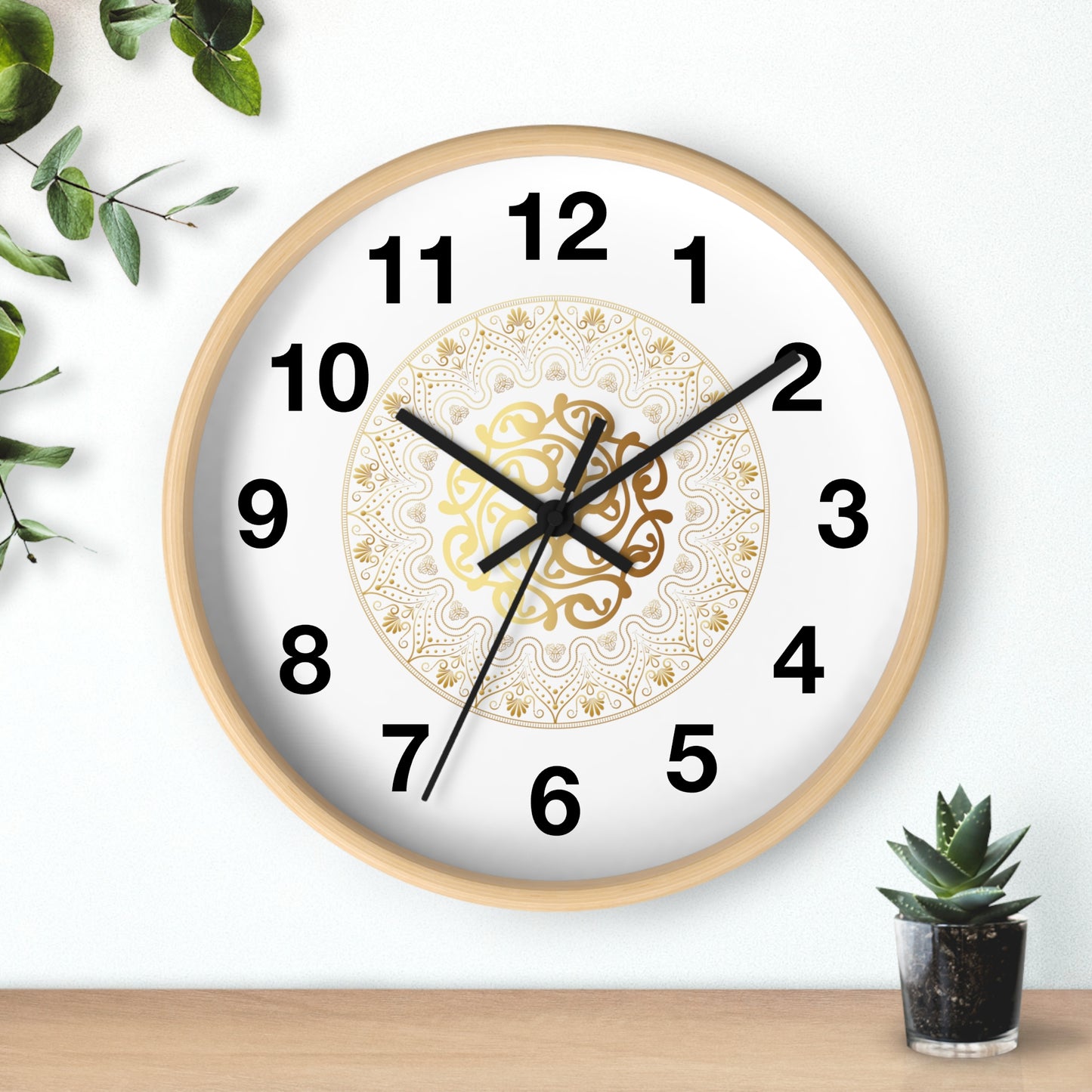 Wall Clock Kukloso Gold Mandala No 119 - Free Shipping