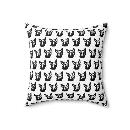 Spun Polyester Square Pillow Kukloso Boston Terrier Dog - Free Shipping