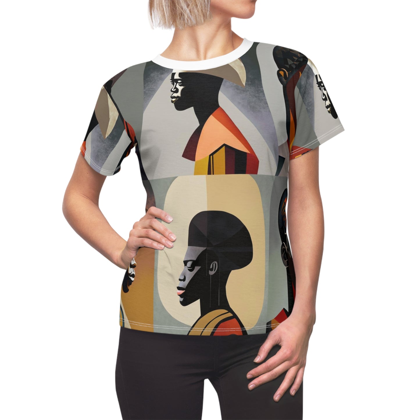 Women's Cut & Sew Tee (AOP) Kukloso Cubist Faces No21 - Free Shipping