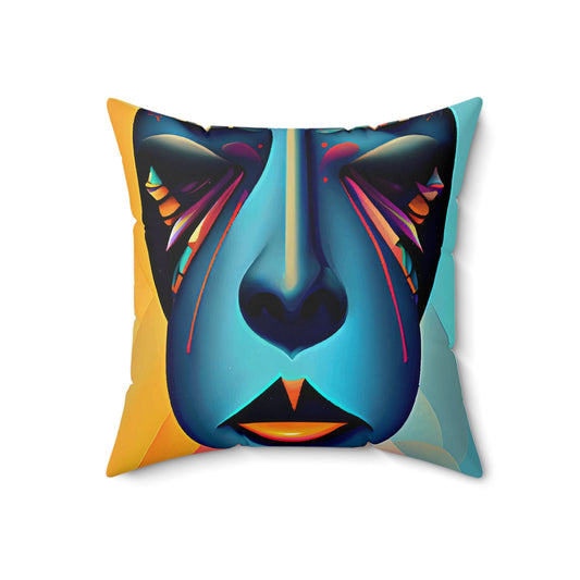 Spun Polyester Square Pillow  Kukloso Cubist Faces No 5 - Free Shipping