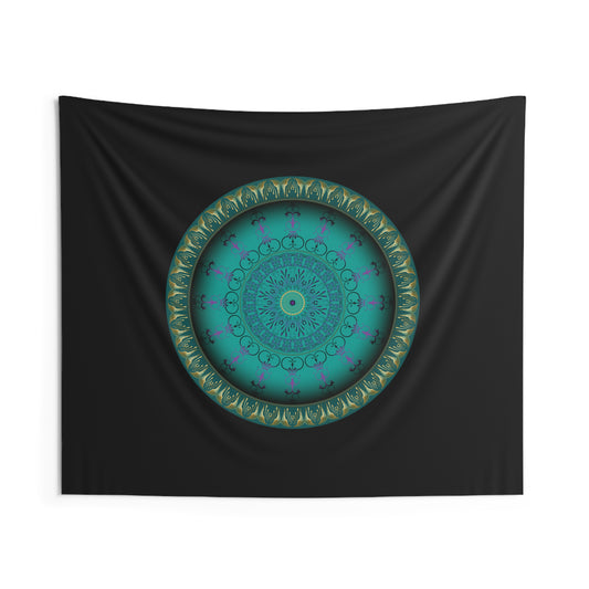 Indoor Wall Tapestries Kukloso No 4395 Viridian Green Mandala -  Free Shipping