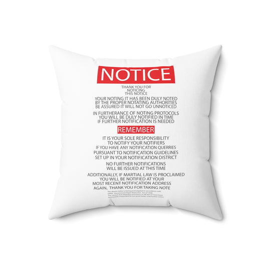 Spun Polyester Square Pillow Kukloso ' The Mother of all Notices' - Free Shipping