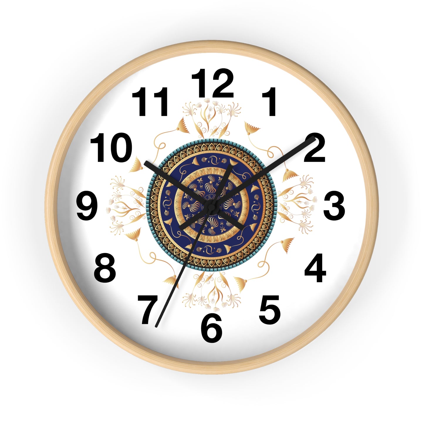 Wall Clock Kukloso Mandala No 151 Gold & Navy - Free Shipping