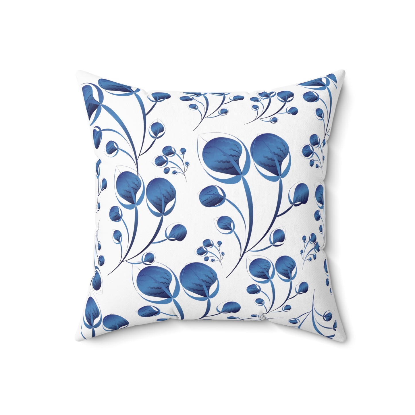 Spun Polyester Square Pillow Kukloso Melange de fleur Florals No 50 in Red & Blue