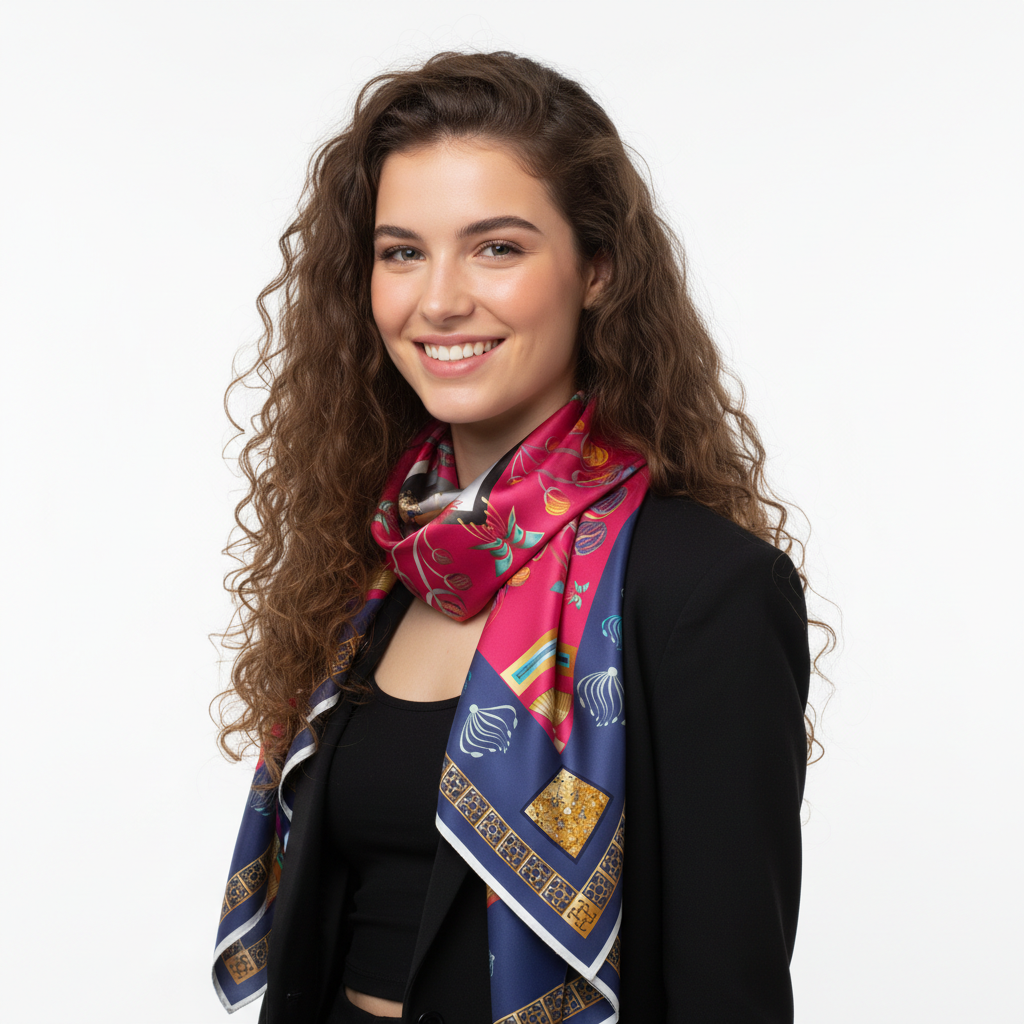 100% Silk Charmeuse Square Scarf Abstract Graphics No 4