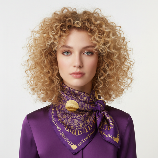 100% Silk Charmeuse Square Scarf  The Purple Mandala