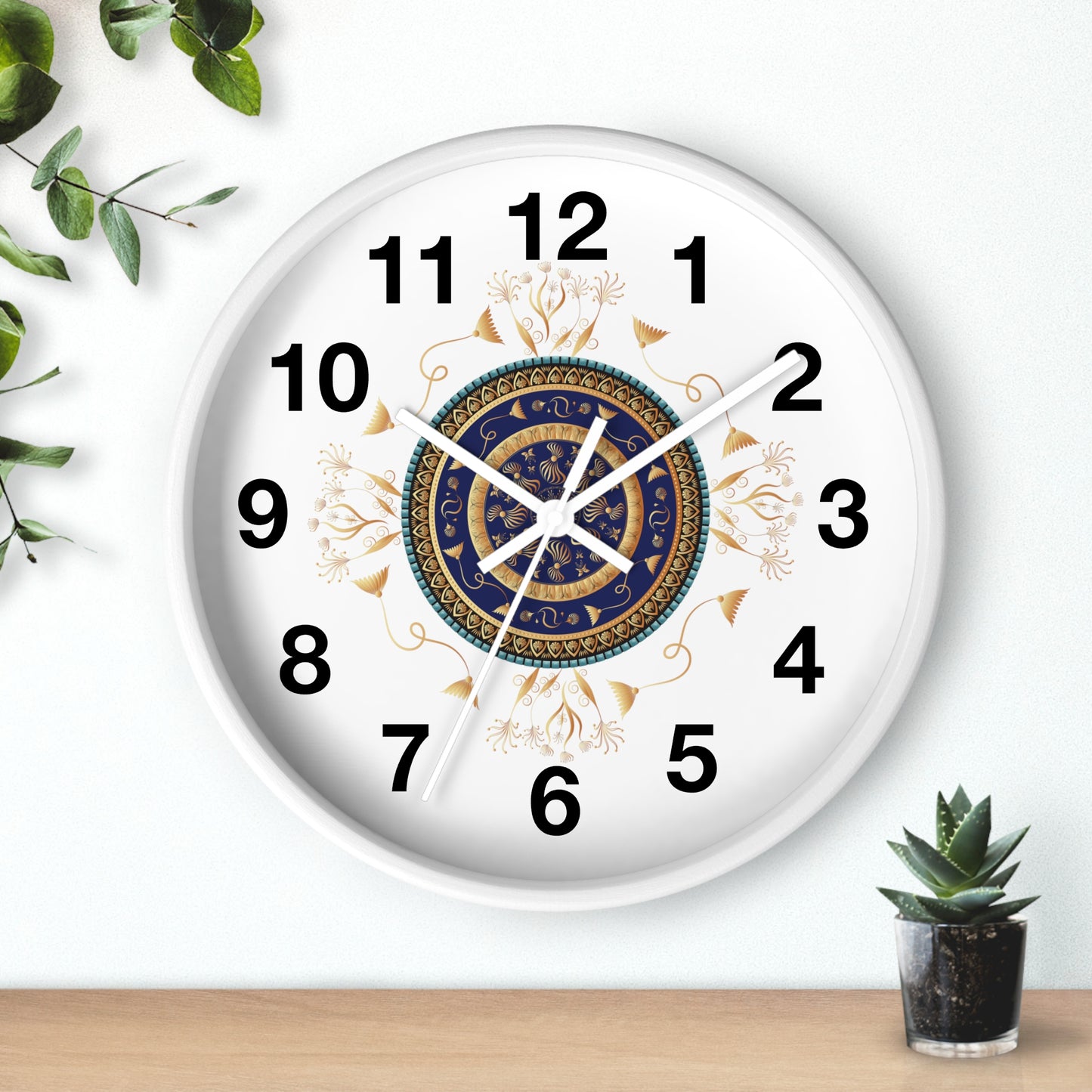 Wall Clock Kukloso Mandala No 151 Gold & Navy - Free Shipping