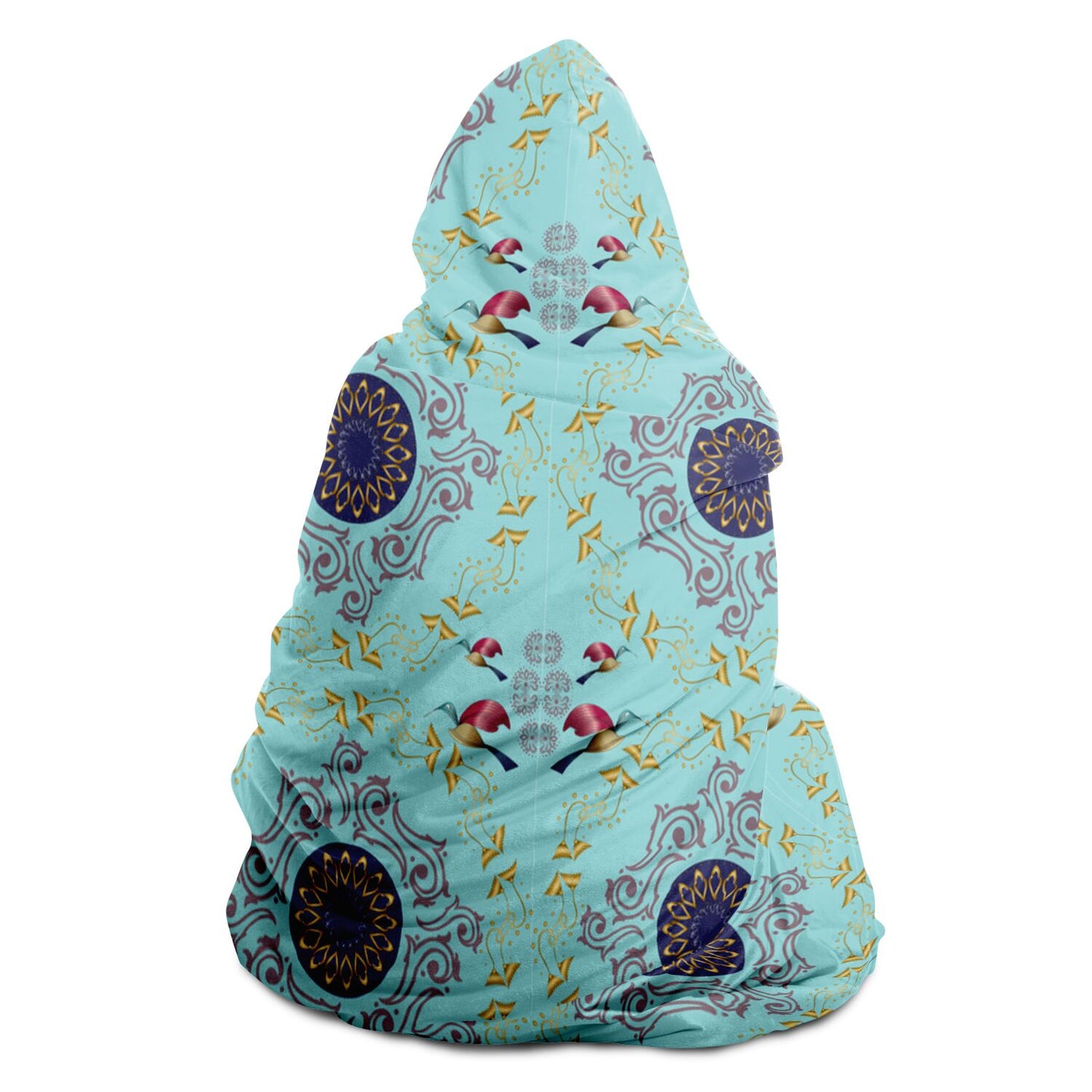 Hooded Blanket - AOP Kukloso Abstractical No 46 Mandala on Aqua