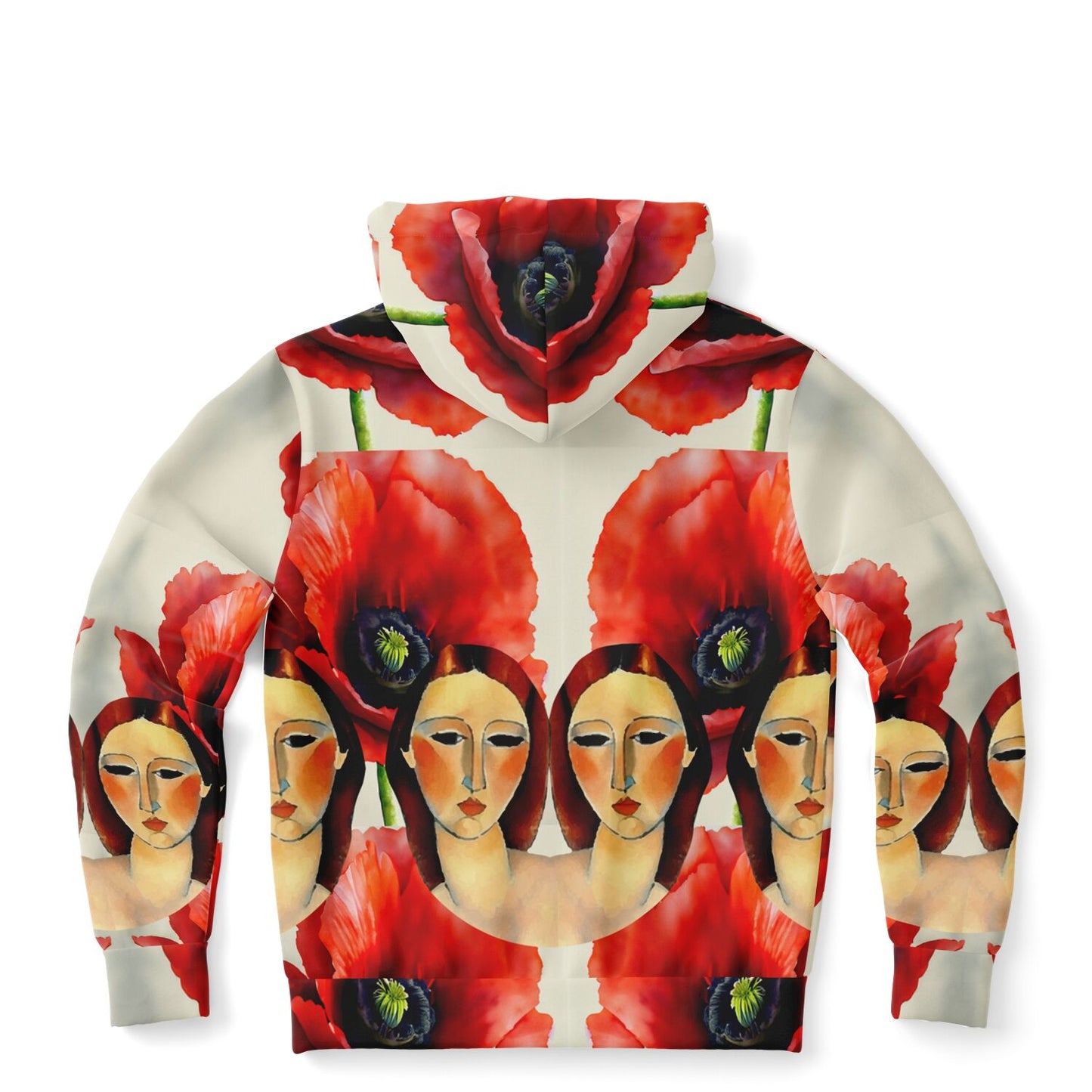 Fashion Zip-Up Hoodie - AOP Kukloso Modigliani meets the Red Poppies - Free Shipping