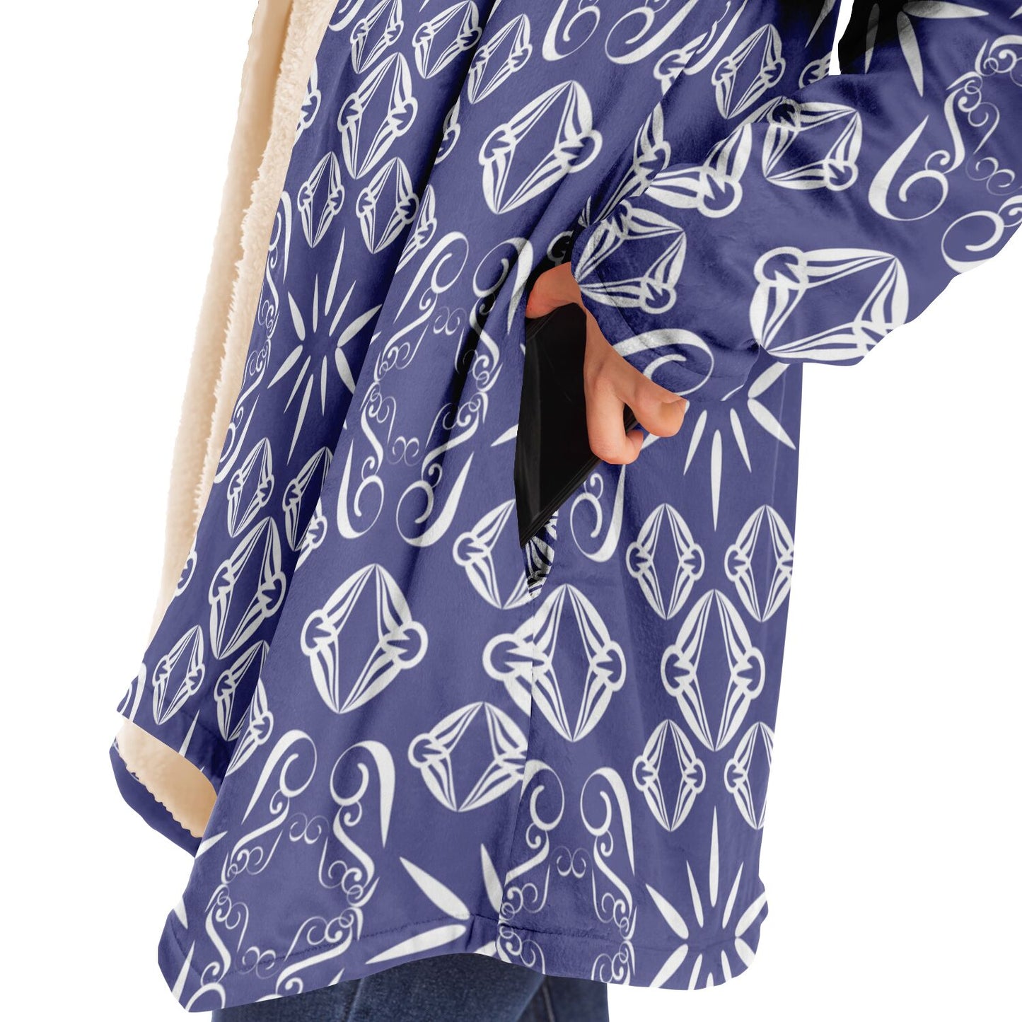 Microfleece Cloak - AOP Kukloso Abstractical No 43 Abstracts on Periwinkle - Free Shipping