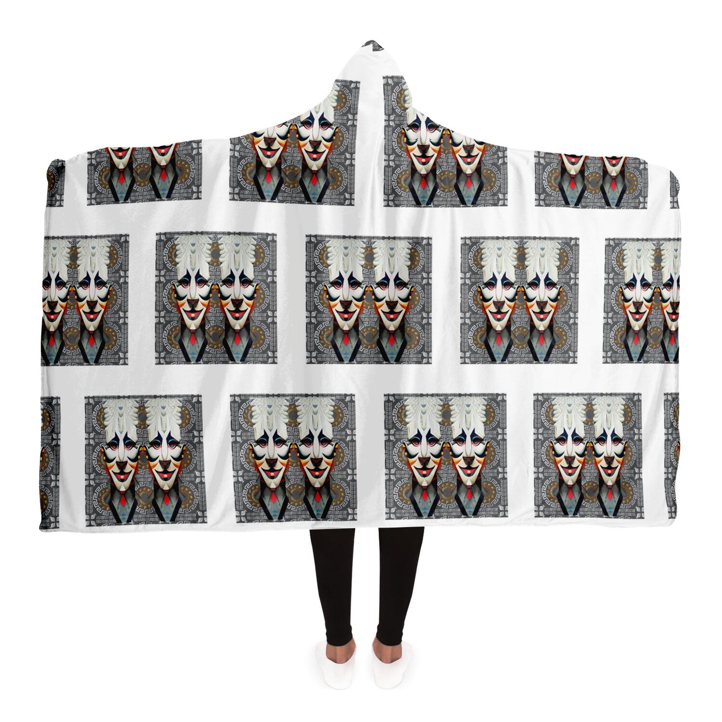 Hooded Blanket - AOP  Kukloso Cubist Faces No 6 - Free Shipping