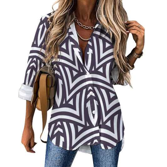 Long Sleeve Shirt Blouse Kukloso Abstract No 254