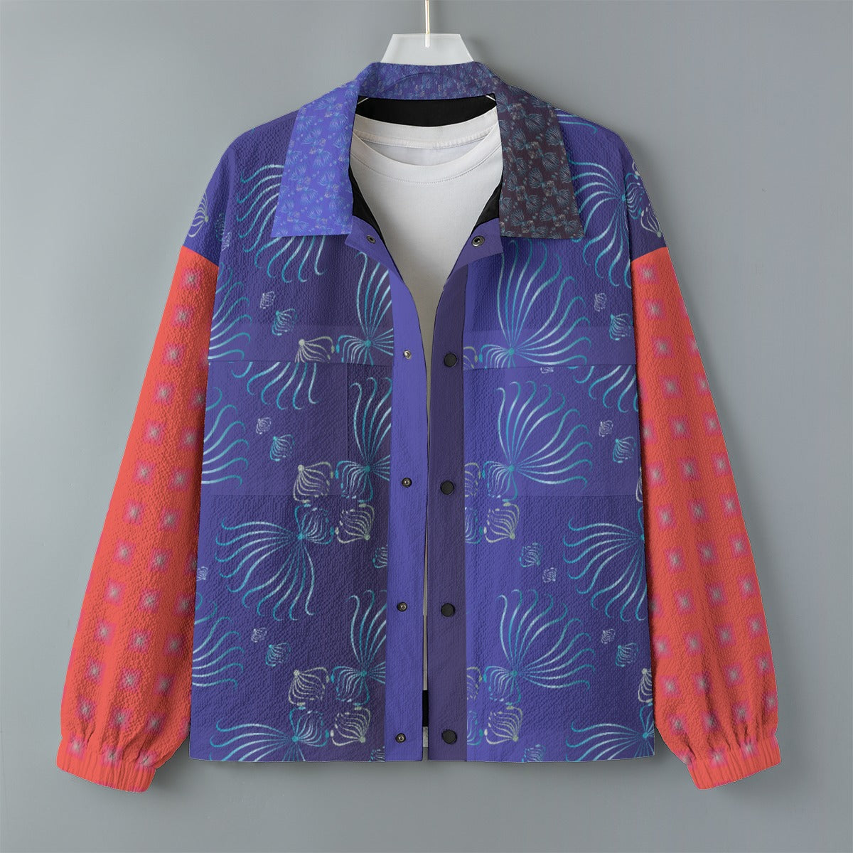 AOP Unisex Casual Lapel Jacket Kukloso Patchwork Collage No 79