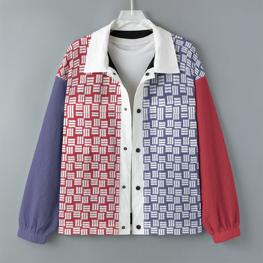 AOP Unisex Casual Lapel Jacket Kukloso Patchwork Collage No 62