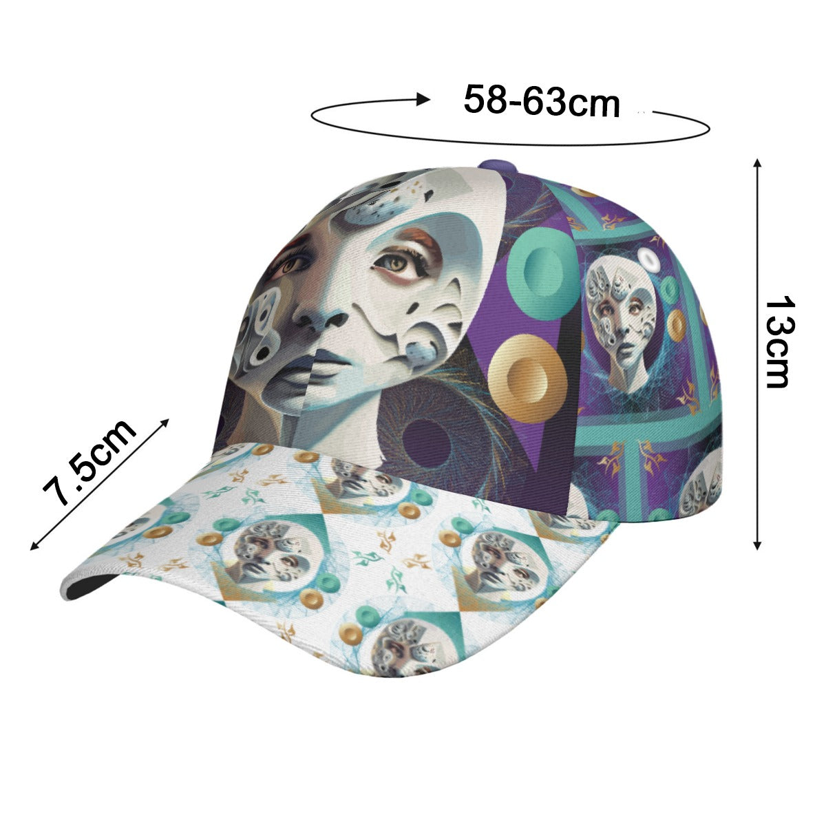 All-Over Print Unisex Peaked Cap With Box Kukloso Abstract Geo No 1340