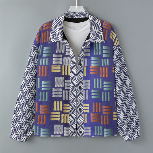 AOP Unisex Casual Lapel Jacket Kukloso Patchwork Collage No 50