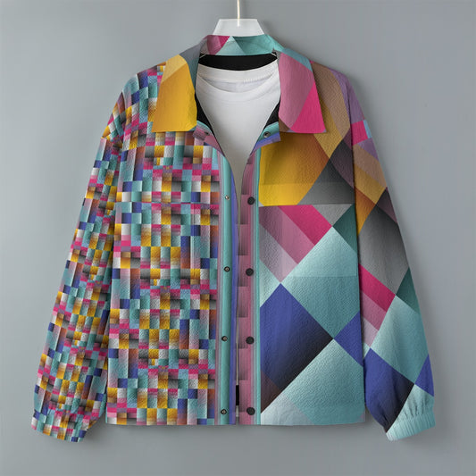 AOP Unisex Casual Lapel Jacket Kukloso Patchwork Collage No 153 E