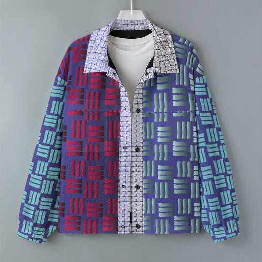 AOP Unisex Casual Lapel Jacket Kukloso Patchwork Collage No 53