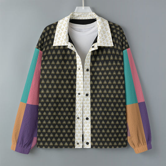 AOP Unisex Casual Lapel Jacket Kukloso Patchwork Collage No 111