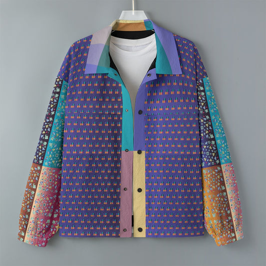 AOP Unisex Casual Lapel Jacket Kukloso Patchwork Collage No 132