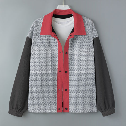 AOP Unisex Casual Lapel Jacket Kukloso Patchwork Collage No 60