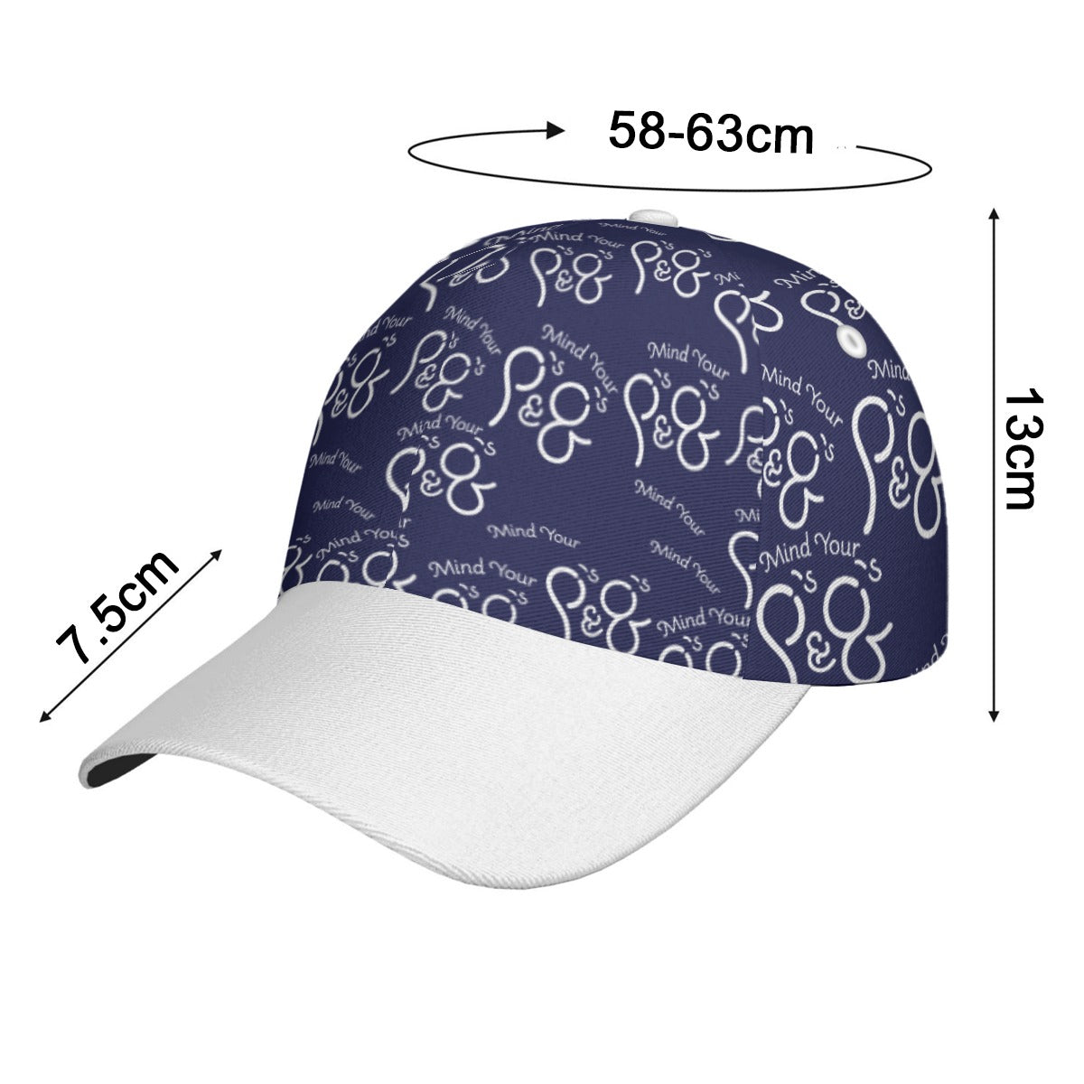 All-Over Print Unisex Peaked Cap With Box Kukloso P's & Q's Navy