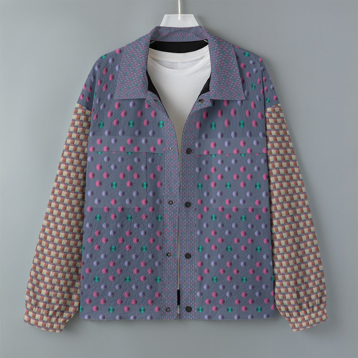 AOP Unisex Casual Lapel Jacket Kukloso Patchwork Collage No 26