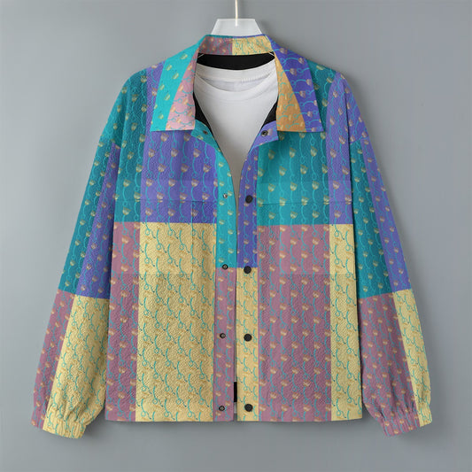 AOP Unisex Casual Lapel Jacket Kukloso Patchwork Collage No 14