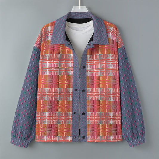 AOP Unisex Casual Lapel Jacket Kukloso Patchwork Collage No 89