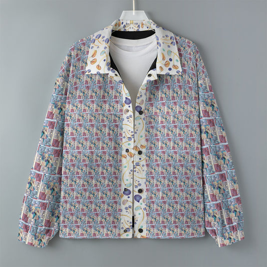 AOP Unisex Casual Lapel Jacket Kukloso Patchwork Collage No 128