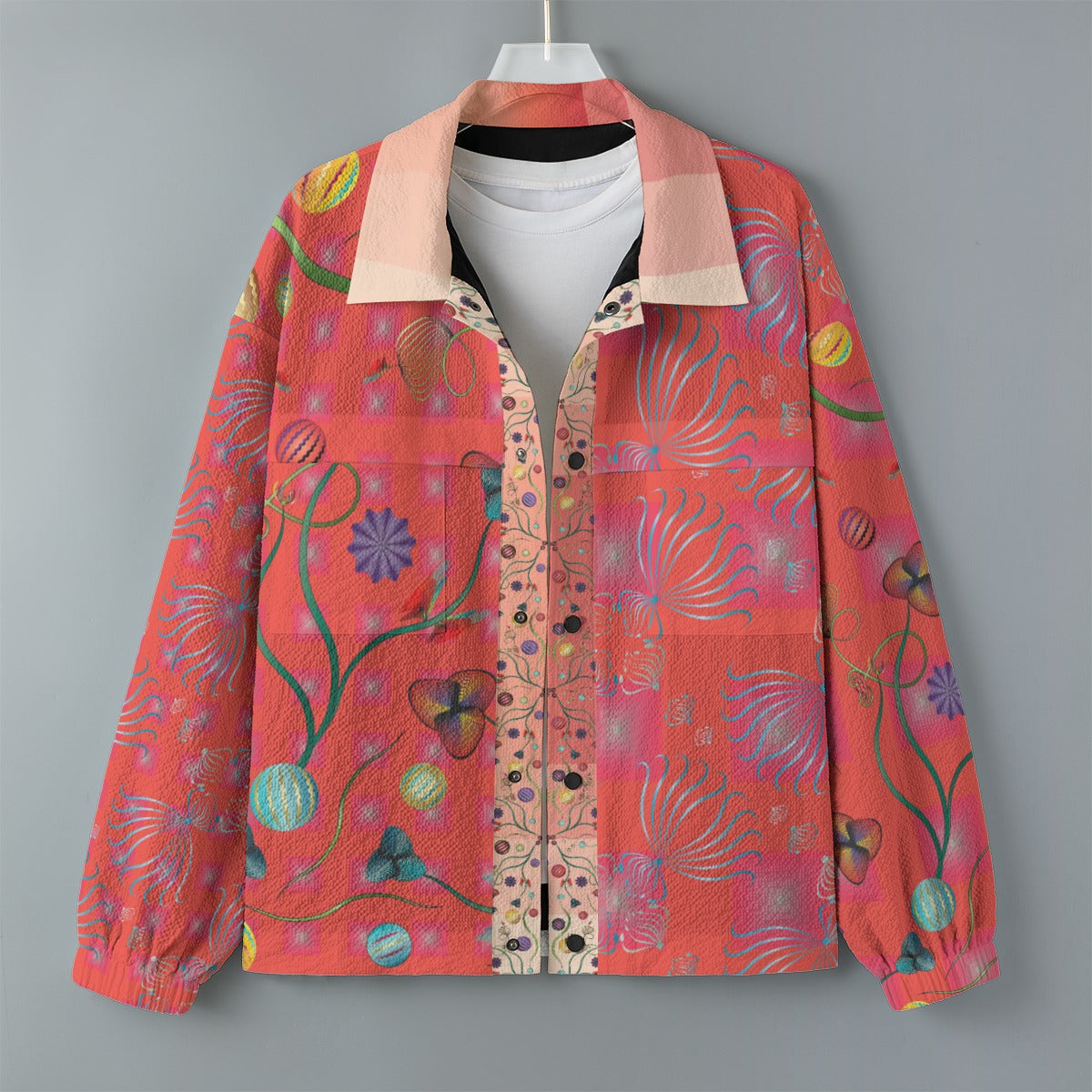 AOP Unisex Casual Lapel Jacket Kukloso Patchwork Collage No 78