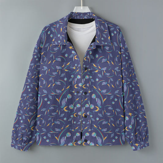 AOP Unisex Casual Lapel Jacket Kukloso Whimsical Navy