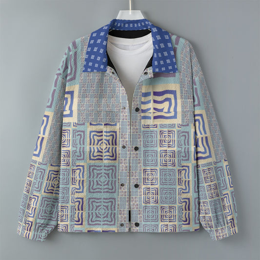 AOP Unisex Casual Lapel Jacket Kukloso Patchwork Collage No 42