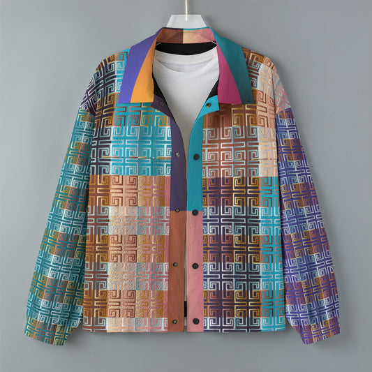 AOP Unisex Casual Lapel Jacket Kukloso Patchwork Collage No 88