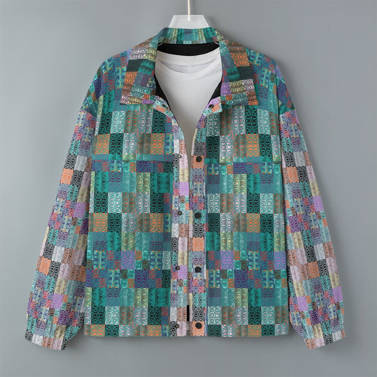 AOP Unisex Casual Lapel Jacket Kukloso Patchwork Collage No 126