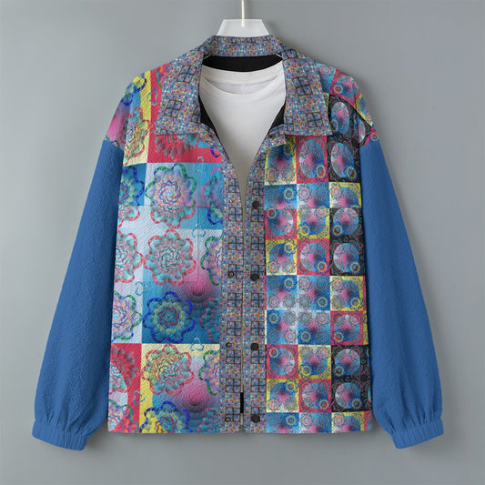 AOP Unisex Casual Lapel Jacket Kukloso Patchwork Collage No 131