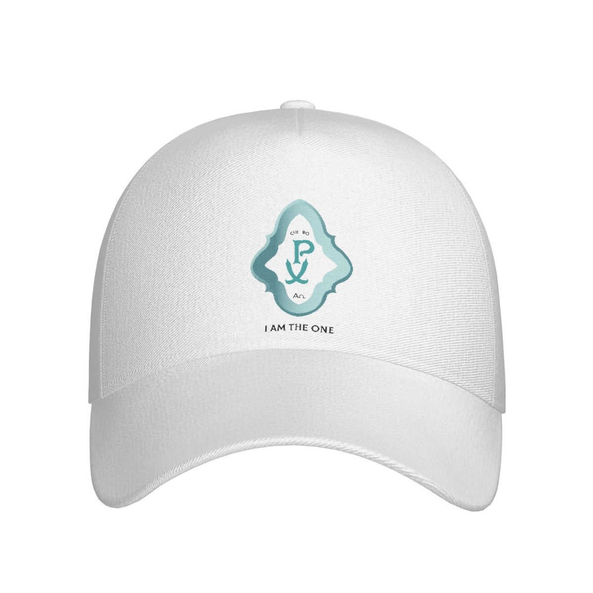 All-Over Print Peaked Cap With Box Kukloso 'I Am The One' Chi Ro PX Christogram Aqua