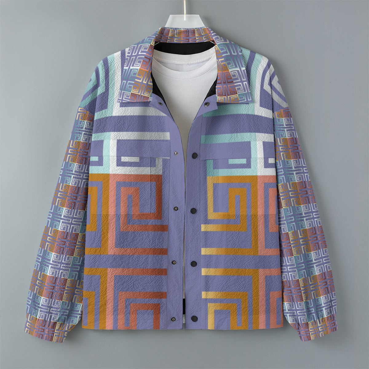 AOP Unisex Casual Lapel Jacket Kukloso Patchwork Collage No 87