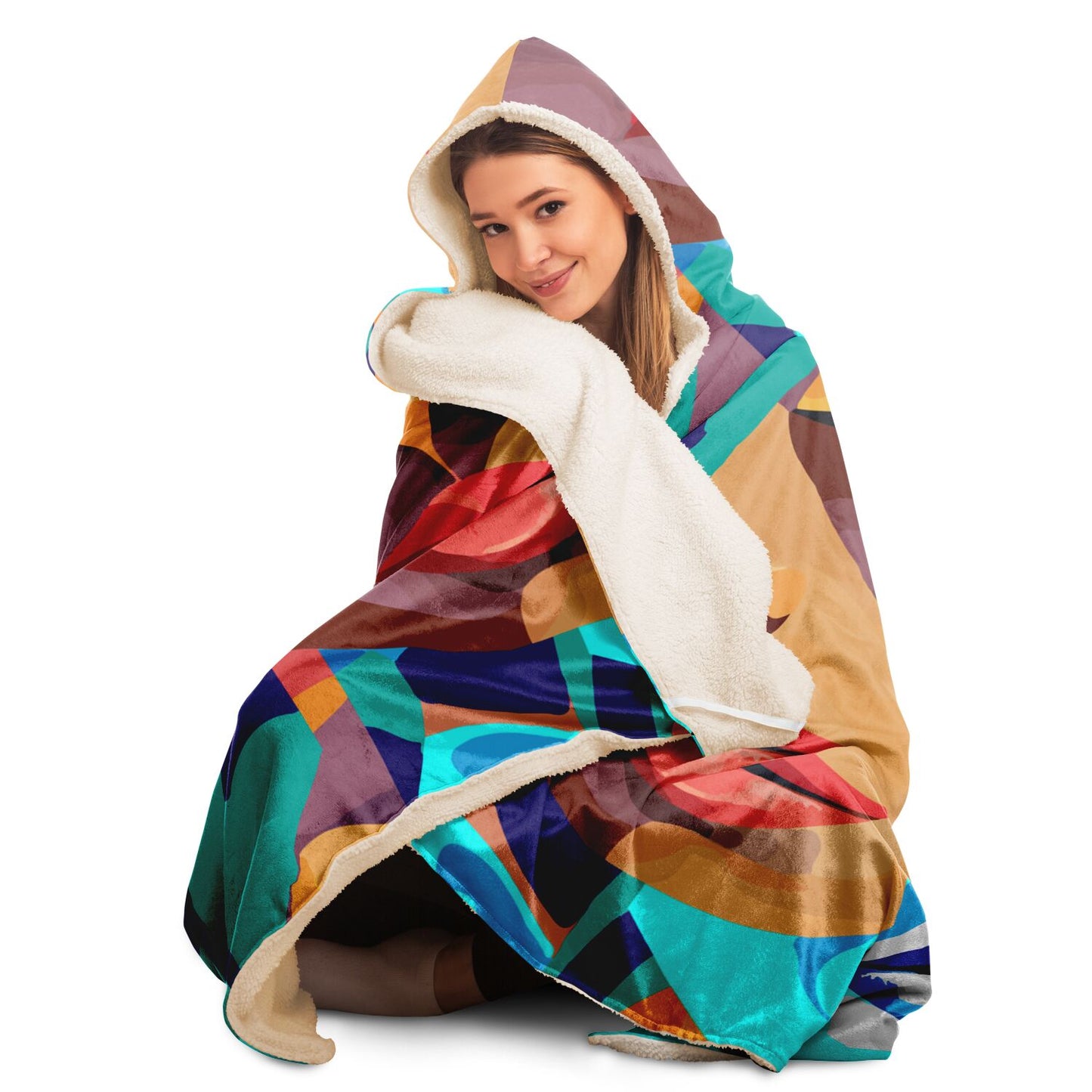 Hooded Blanket - AOP Kukloso Cubist Space Girls No 9 - Free Shipping