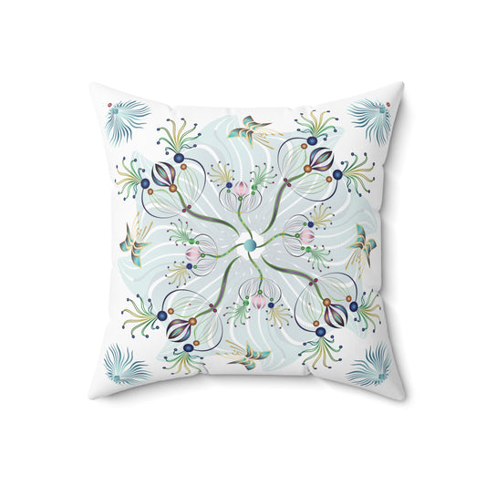 Spun Polyester Square Pillow Kukloso Melange de fleur No 13 with Butterfly - Free Shipping