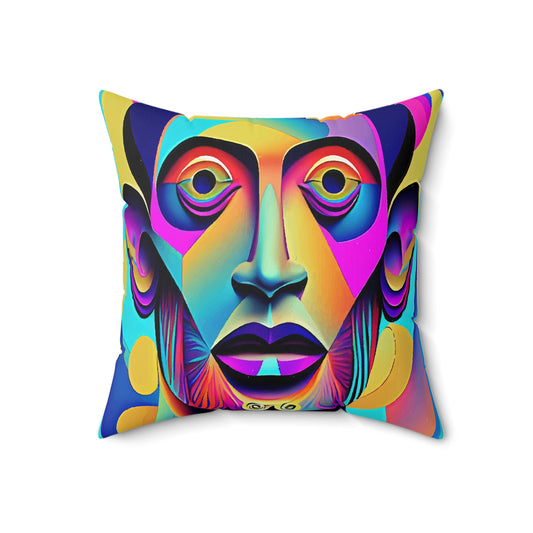 Spun Polyester Square Pillow Kukloso Cubist Faces No 1 - Free Shipping