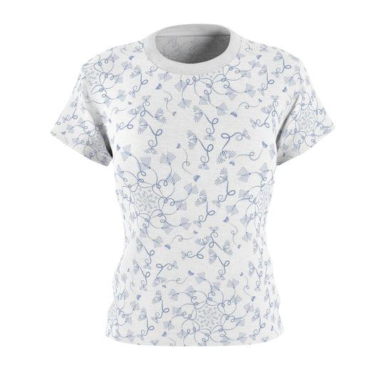 Women's Cut & Sew Tee (AOP) Kukloso Abstractical No 19 Periwinkle on White - Free Shipping