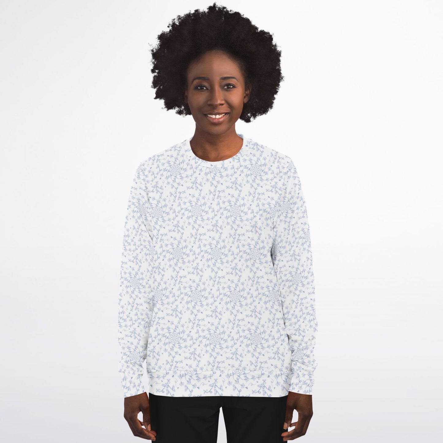 Athletic Sweatshirt - AOP Kukloso Abstractical No 19 Periwinkle shapes on White - Free Shipping