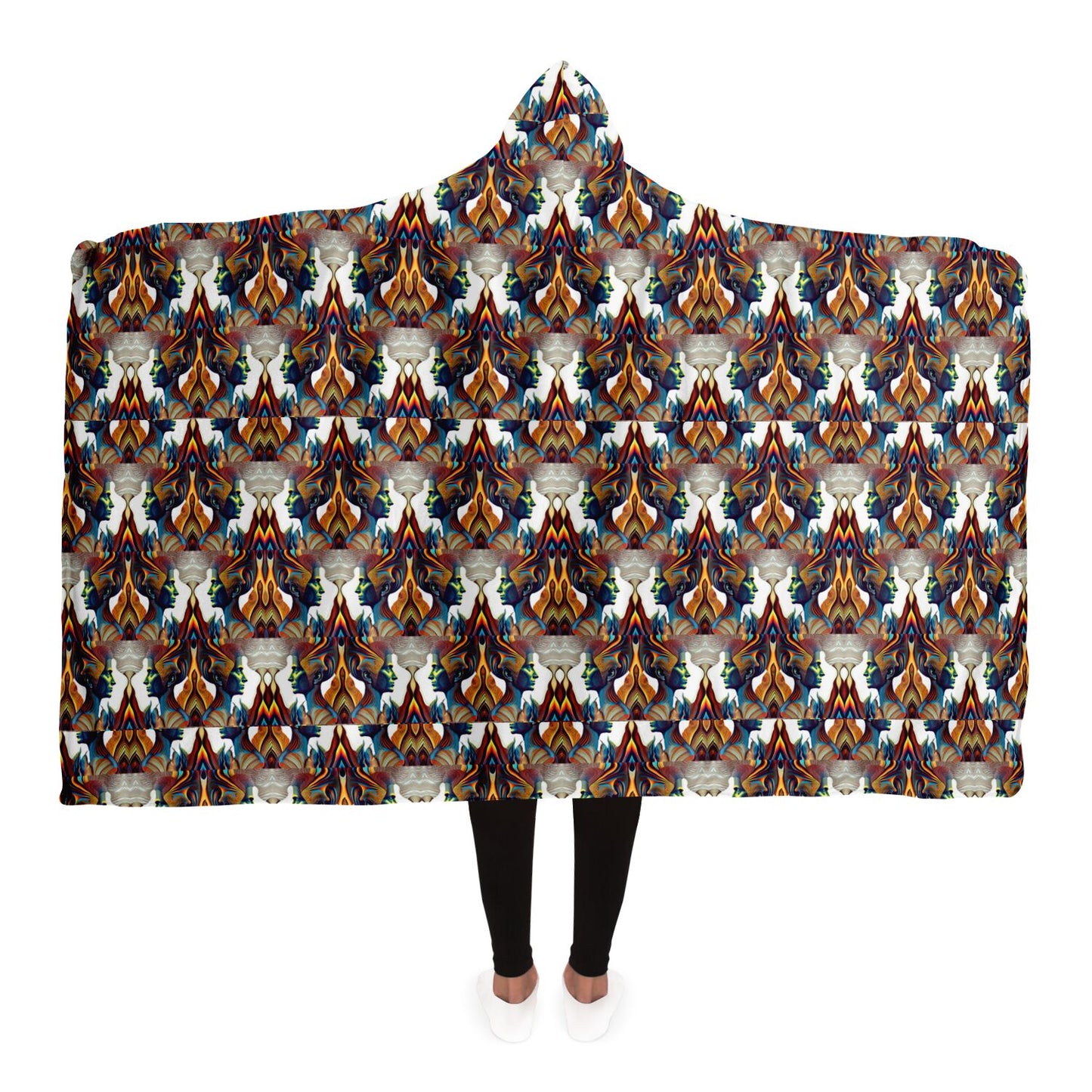 Hooded Blanket - AOP Kukloso Cubist Faces No 42 - Free Shipping