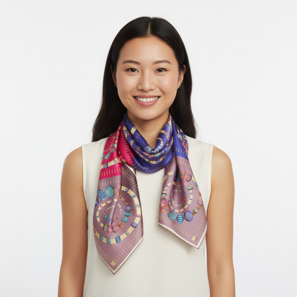 100% Silk Charmeuse Square Scarf Abstract Graphics No 9