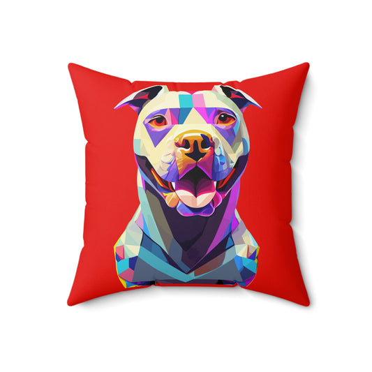 Spun Polyester Square Pillow Kukloso Pit Bull Terrier Dog - Free Shipping