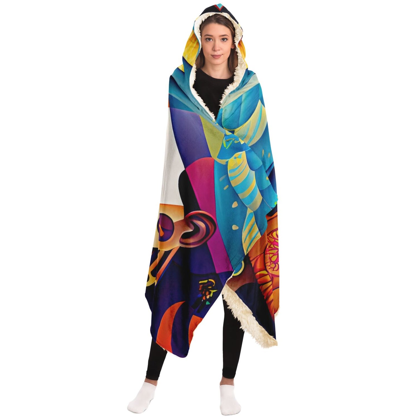 Hooded Blanket - AOP Kukloso Cubist Faces No 3 - Free Shipping