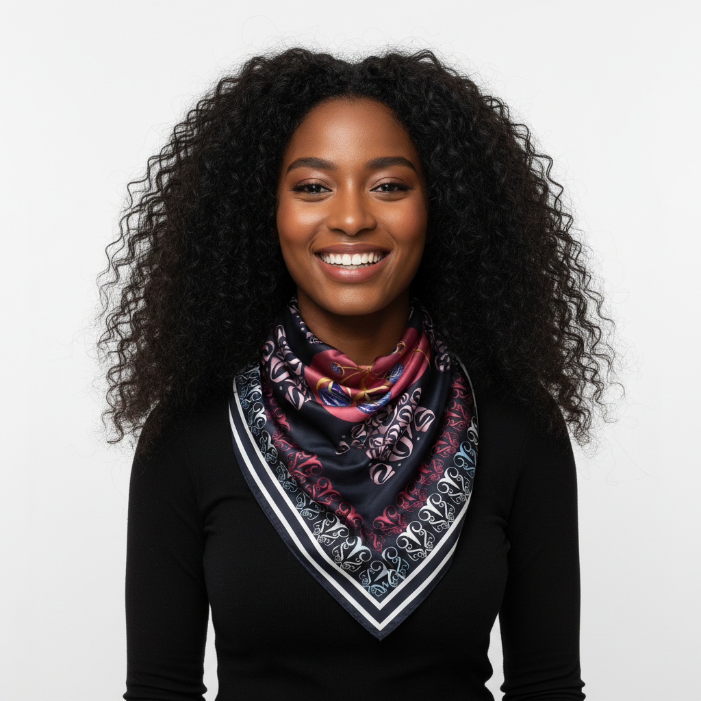 100% Silk Charmeuse Square Scarf Abstract Graphics No 5